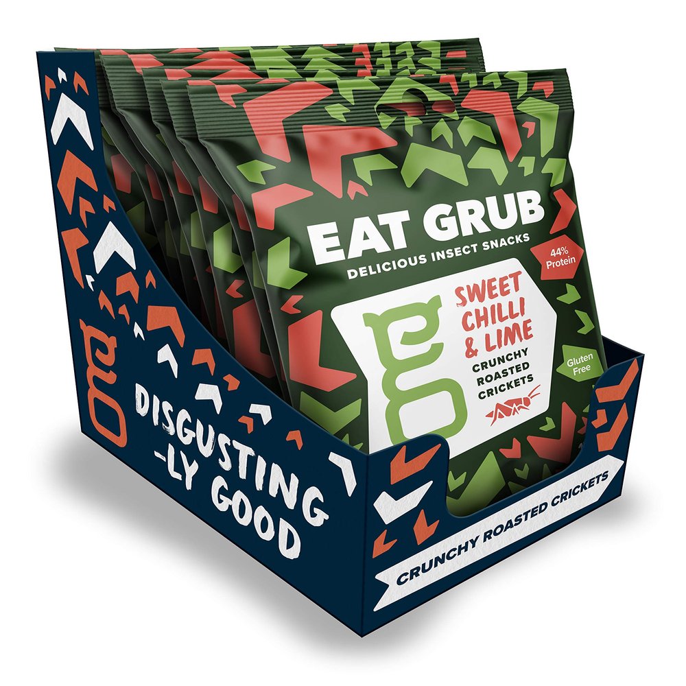 Eat Grub: Crunchy Roasted Crickets: 6 Packs (72 Grams) - Sweet Chilli & Lime - Edible Insects