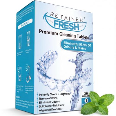 Retainer Fresh Retainer Cleaner Tablets - Retainer Cleaning, Mouthguard Cleaner, Denture Cleaning, Aligner Cleaner, Brite Retainer Tablets - 36 Tablets 1 Month