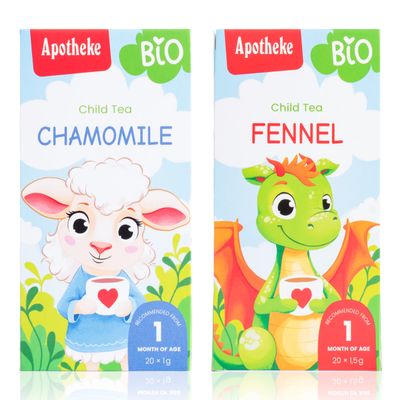 Apotheke Fennel and Chamomile Baby Tea Gift Pack. Sugar Free. Suitable From 1st Month of Age. (1)