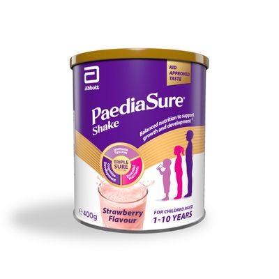 PaediaSure Shake, Balanced Nutritional Supplement Drink Multivitamin for Kids with Protein Carbohydrates Essential Fatty Acids and Minerals to Support Growth and Development, Strawberry, 400 gram
