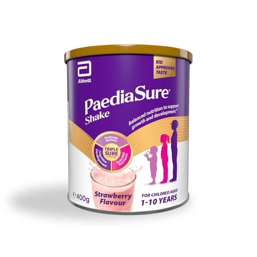 PaediaSure Shake, Balanced Nutritional Supplement Drink Multivitamin for Kids with Protein Carbohydrates Essential Fatty Acids and Minerals to Support Growth and Development, Strawberry, 400 gram