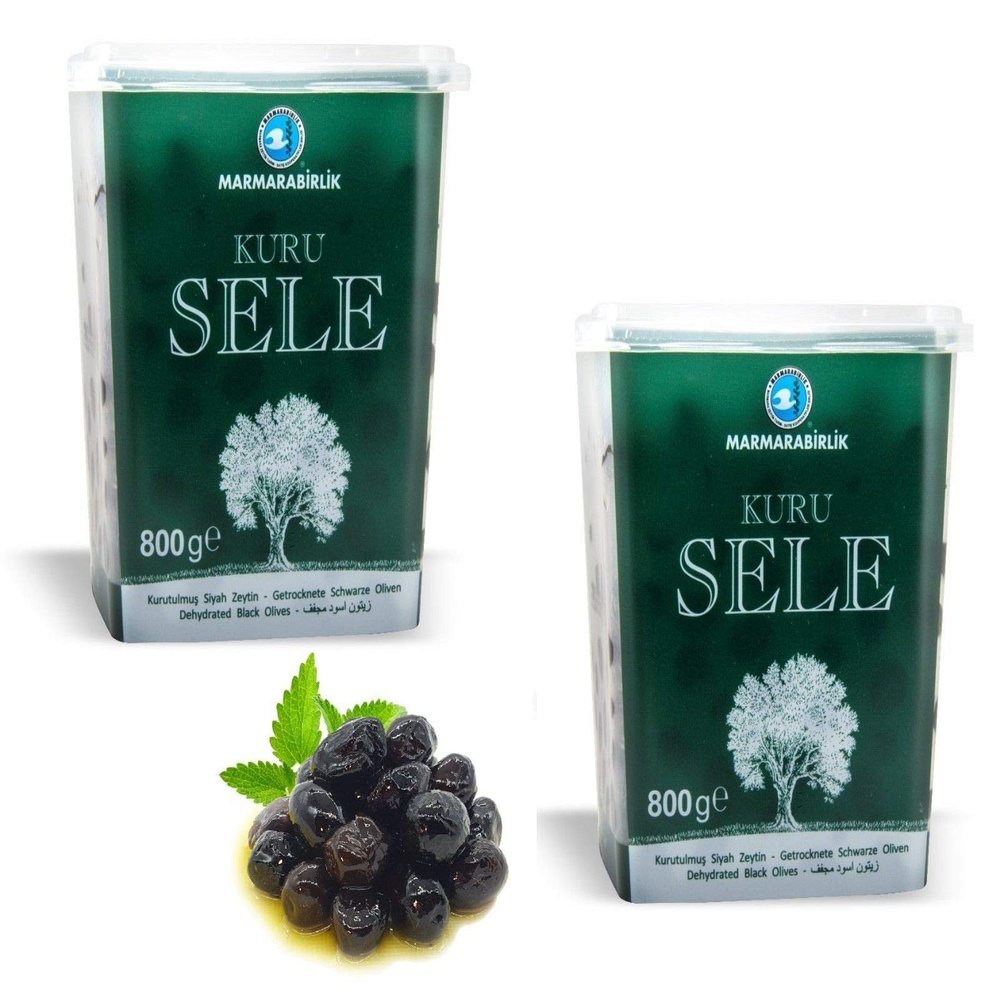 Marmarabirlik Turkish Naturally Dehydrated Black Olives - 815g - Pack of 2 Tubs New !    -  