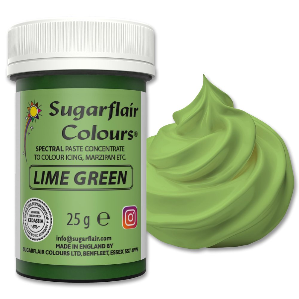 Sugarflair Food Colouring Paste Lime Green, Concentrated Spectral Food Colouring for Buttercream, Sugar Paste, Royal Icing, Cake Mixes, Macarons and More! - 25g