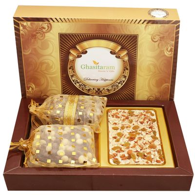 Ghasitaram Gifts Valentines Gift Valentines Day Chocolates for Girlfriend/Boyfriend/Husband and Wife Valentines Chocolate Hamper White Dryfruit Chocolate Bark Big with Chocolate Brittles and Nutties