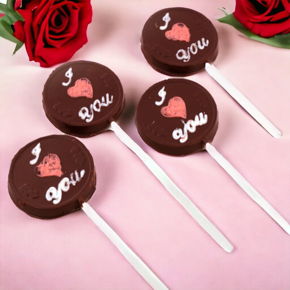 Ghasitaram Gifts Valentine Gifts Valentine Chocolate - Set of 4 I Love U Lollies