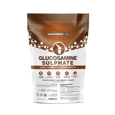 1500mg Glucosamine Sulphate 2KCL + Vitamin C (180 Tablets - 1 Per Day / 6 Month Supply)