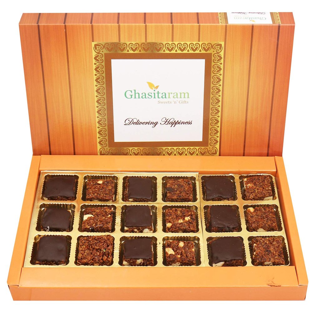 Ghasitaram Gifts Valentines Gift for Girlfriend / Boyfriend / Husband and Wife - Healthy Hampers - Chocolate Granola Bites 18 pcs