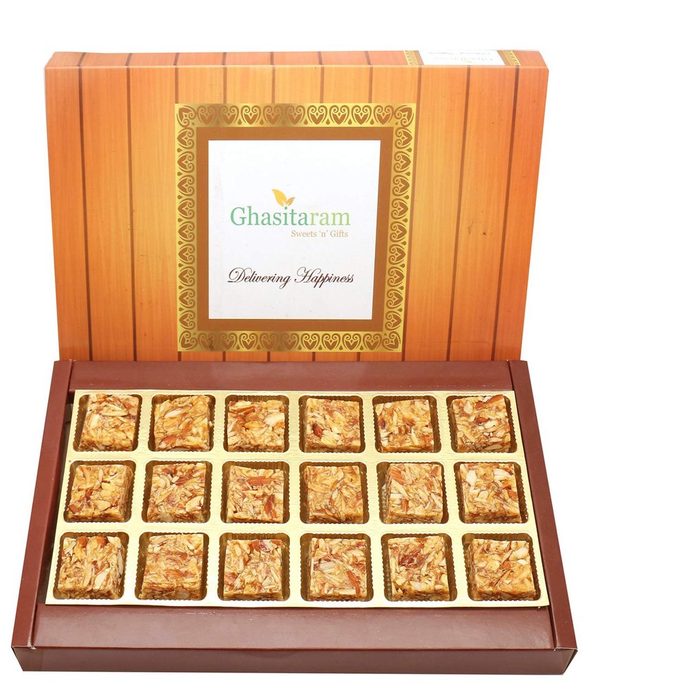 Ghasitaram Gifts Valentines Gift for Girlfriend / Boyfriend / Husband and Wife - Healthy Hampers - Roasted Almond Bites 18 pcs Box