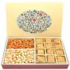 Ghasitaram Gifts Valentines Gift for Girlfriend / Boyfriend / Husband and Wife - Healthy Hampers - Eco Print 4 Part 12 Pcs Granula Bites,Almonds and Pistachios Hamper Box view 1