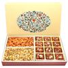Ghasitaram Gifts Valentines Gift for Girlfriend / Boyfriend / Husband and Wife - Healthy Hampers - Eco Print 4 Part 12 Pcs Sugarfree Dates and Figs Bites,Almonds and Roasted Namkeen Hamper Box view 1