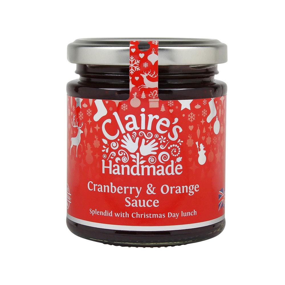 Claire's Handmade - Cranberry and Orange Sauce (200g) - Lovely Fruity Accompaniment, Perfectly Pairs with Turkey & Goose, Suitable for Vegetarian, Vegan & Gluten Free Diets, GMO Free