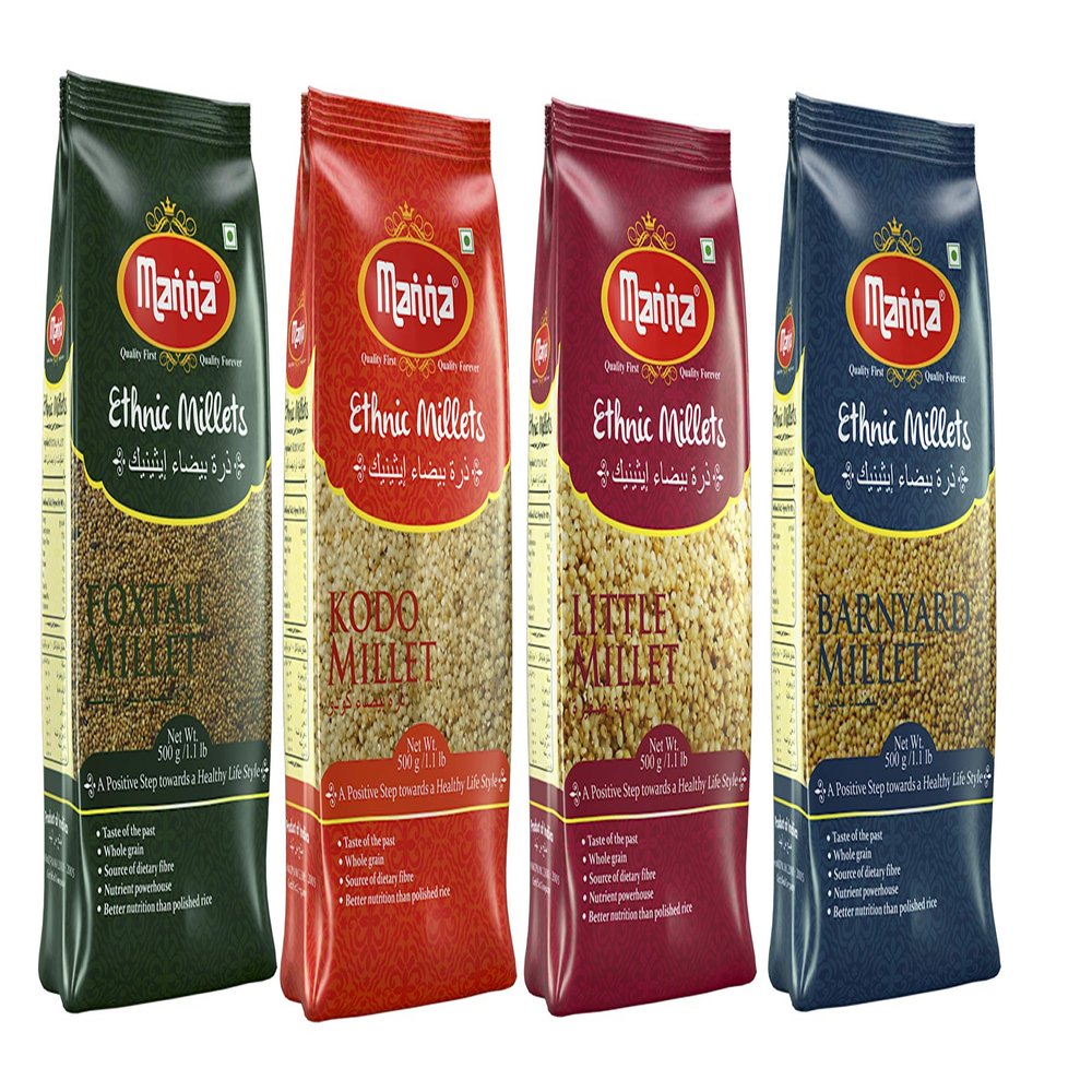 Manna Mixed Millets Combo (Kodo Millet 500g Little Millet 500g Foxtail Millet 500g Barnyard Millet 500g)