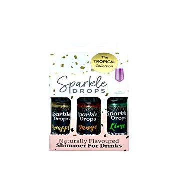 Sparkle Drops The Tropical Collection Shimmer Set for Drinks, Prosecco, Sparkling Wine, Gin, Vodka, Cocktails (30ml)