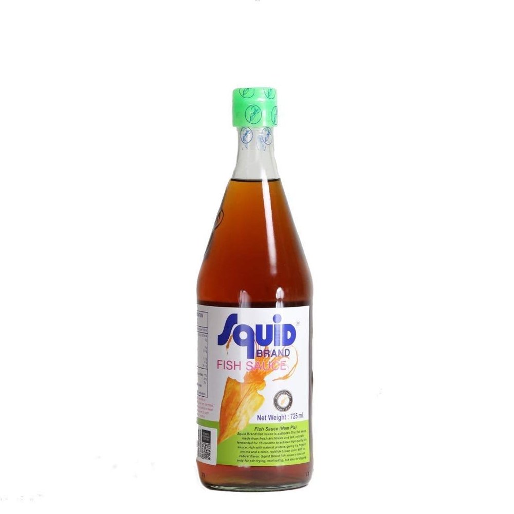 Squid Brand Fish Sauce | Authentic Thai Fish Sauce | Stir-Fry, Marinate, Dip | Naturally Fermented | Kosher | NO MSG | No Added Colourings or Preservatives | Gluten Free (GF) | 725ML Bottle