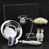 Haryali London Men's Shaving Set with 5 Sided Razor, Silver Tip Badger Brush, Shaving Stand and Shaving Bowl Perfect Shaving Kit view 2
