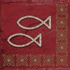 20 Napkins Modern Ichthys Bordeaux/Communion/Confirmation/Christening/Wedding 33 x 33 cm view 1