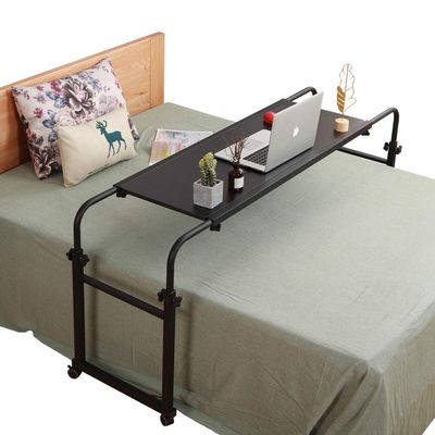 TigerDad Overbed Table with Wheels - End Table - Overbed Desk - Black - 18.1 in x 55.1 in x 25.6 in