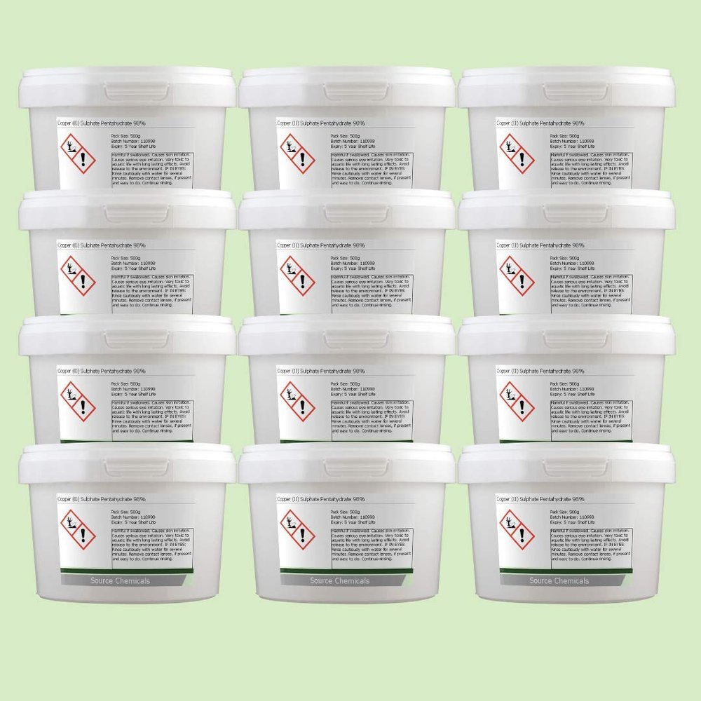 Copper (II) Sulphate Pentahydrate 98% 12 x 500g Including Delivery