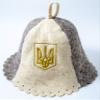 Rushnichok Sauna hat Russian banya - Sauna hat for Men - Sauna hat Wool - Sauna hat to Protect Hair - Russian banya hat - Golden Embroidery Ukrainian Trident Wool Felt Valentines Day Gift view 1