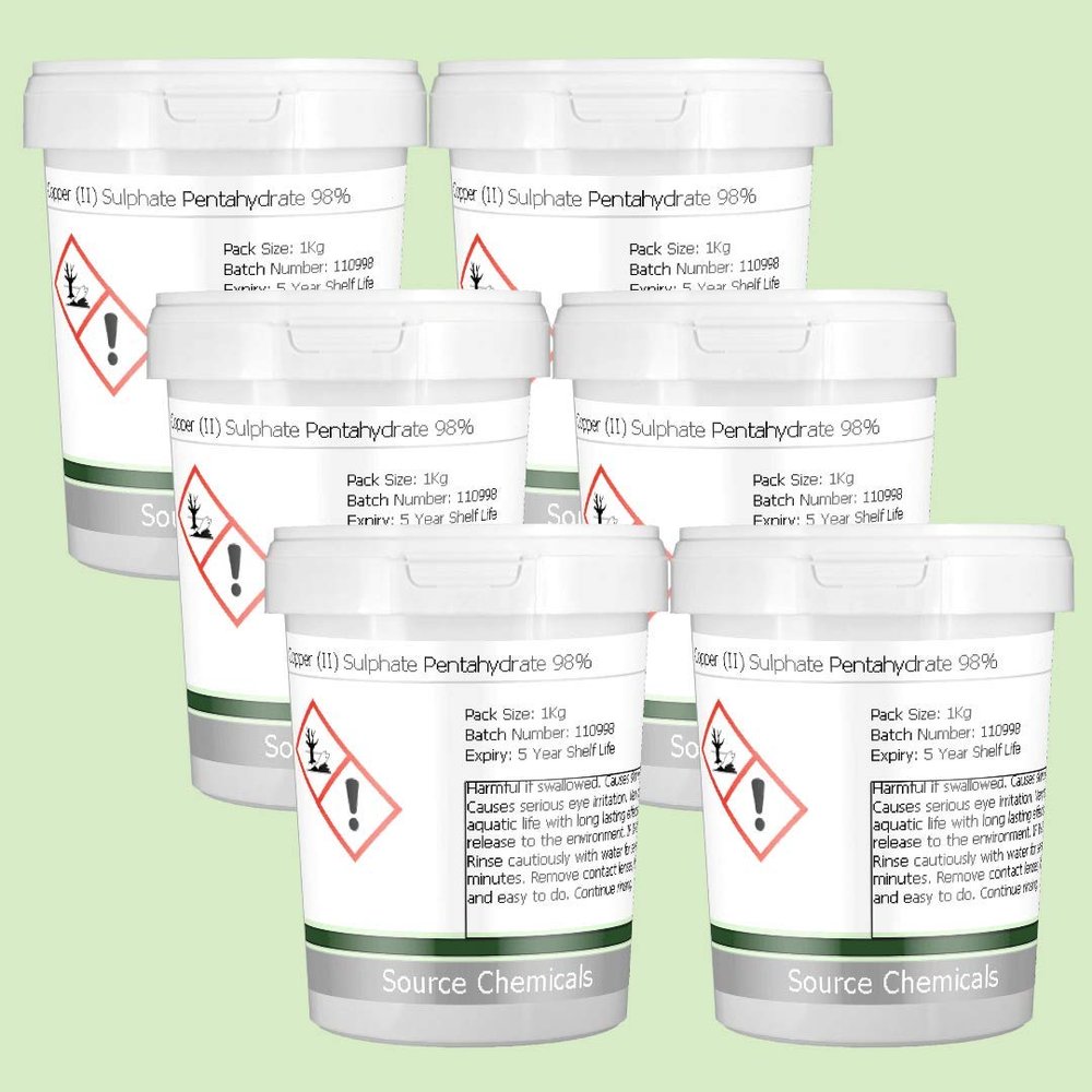 Copper (II) Sulphate Pentahydrate 98% 6 x 1Kg Including Delivery