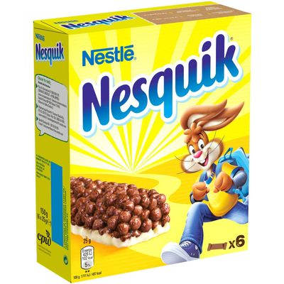Bars cereales au chocolat Nesquik les 6 bars de 25g