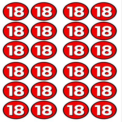 18th Birthday Red 18 Movie Rating Edible Cupcake Toppers - Wafer Cake Disc Decorations (Pack of 24)