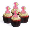 1st Birthday Girl Party Edible Cupcake Toppers - Wafer Cake Decorations (Pack of 12) view 1