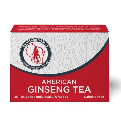 All Natural Pure American Ginseng Tea (20 CT) Potent Ground American Ginseng Root - No Fillers, Binders or Other Additives.