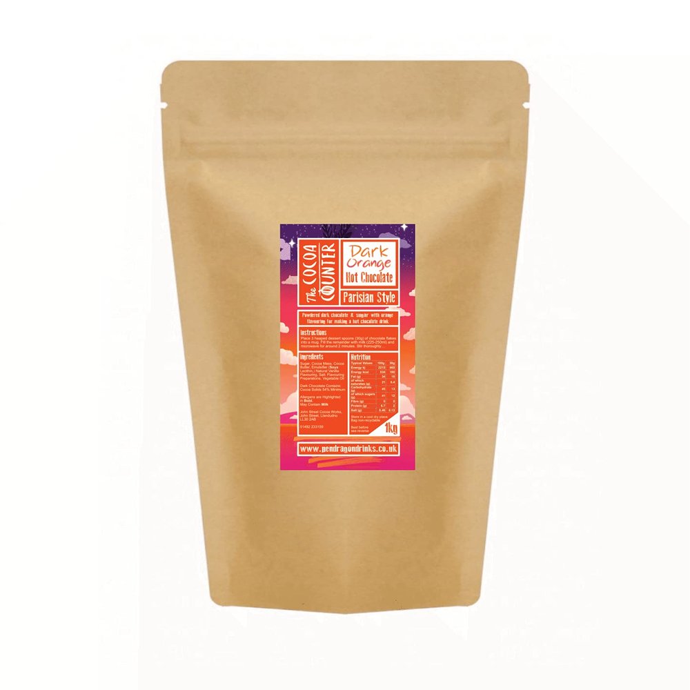 1kg Dark Orange Hot Chocolate Flakes (Parisian Style)