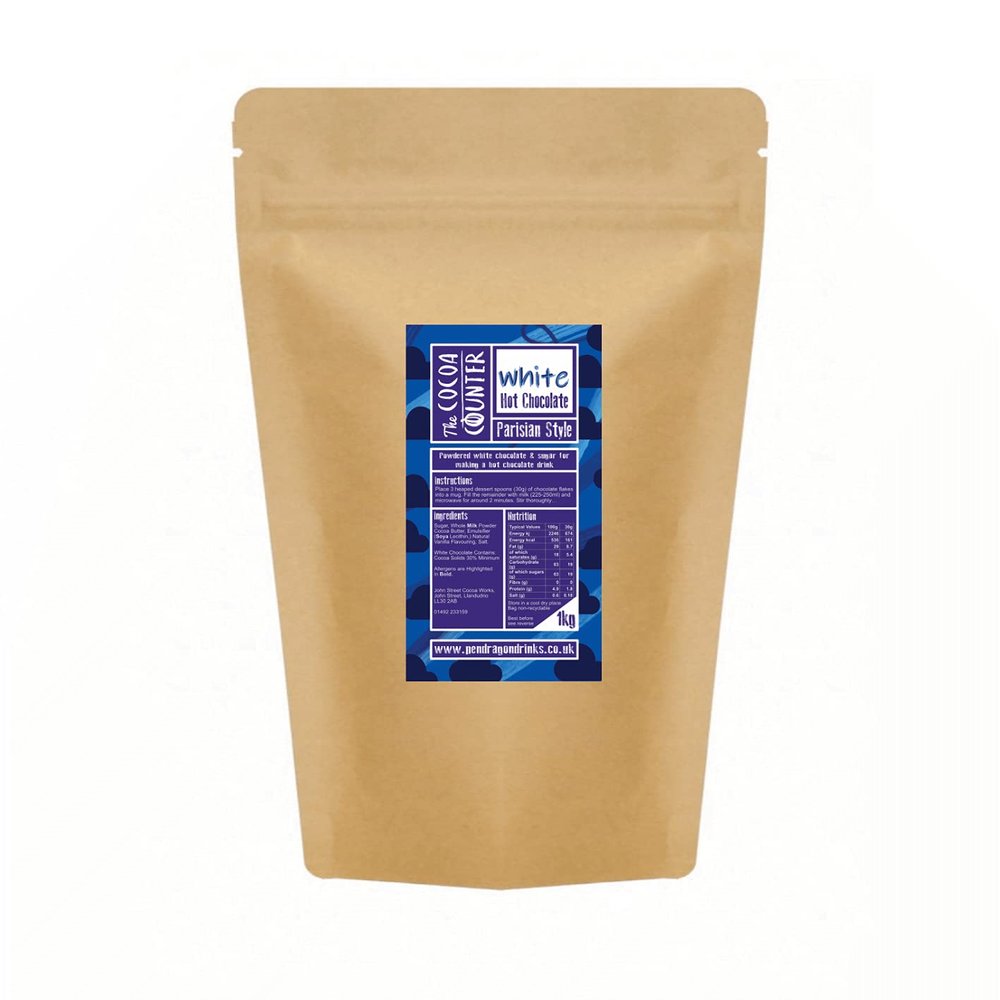 1kg White Hot Chocolate Flakes (Parisian Style)