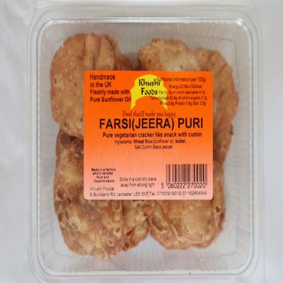 Khushi Foods Farsi ( Jeera) Puri - Hand Made Resealable Party Sharing Food