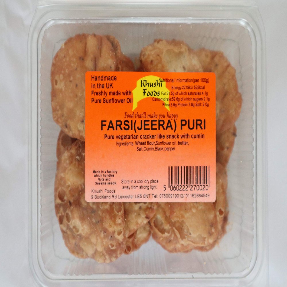 Khushi Foods Farsi ( Jeera) Puri - Hand Made Resealable Party Sharing Food