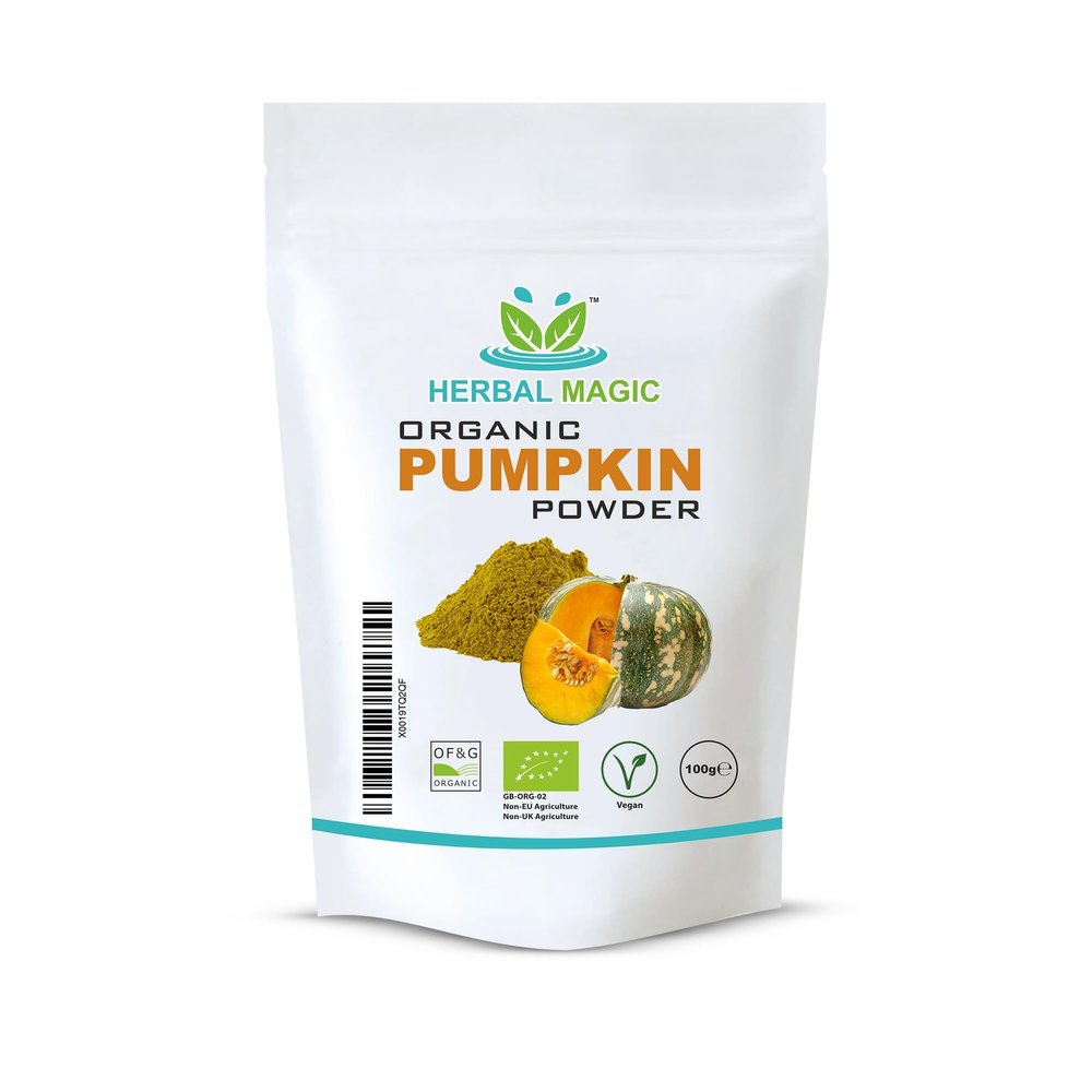 HHerbal Magic's Organic Pumpkin Fruit Powder-Ideal thickener in soups,sauces and Gravies.Coloring additive/Aromatizer -100g
