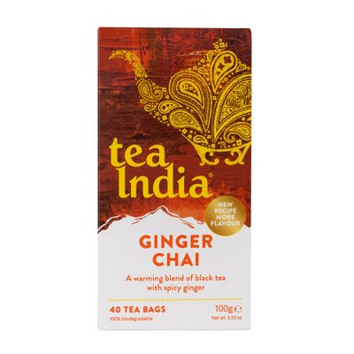 Tea India 40 Ginger Chai Tea Bags 100g
