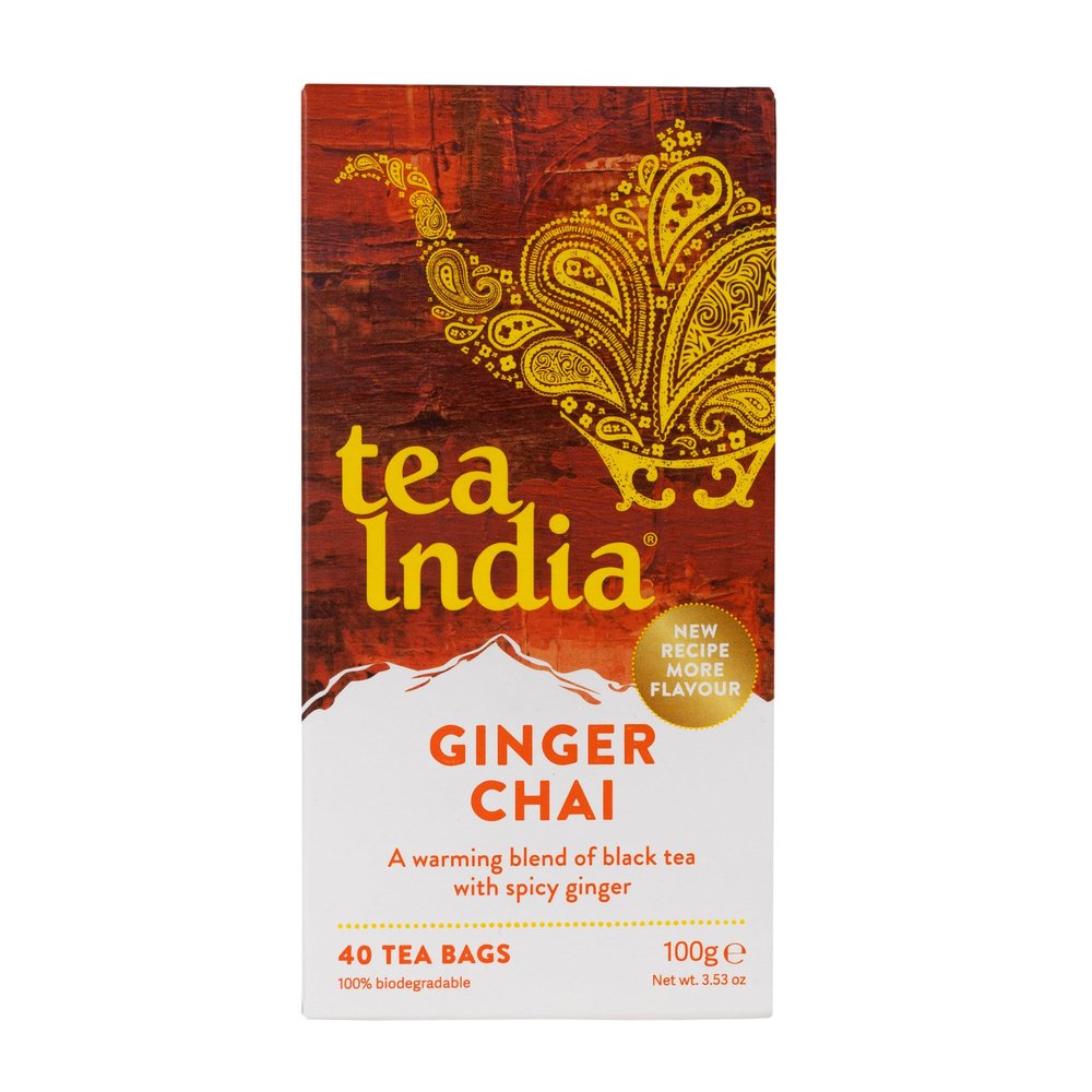 Tea India 40 Ginger Chai Tea Bags 100g