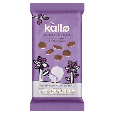 Kallo Belgian Milk Chocolate Rice Cake Minis Snack , 4 Packs 84g