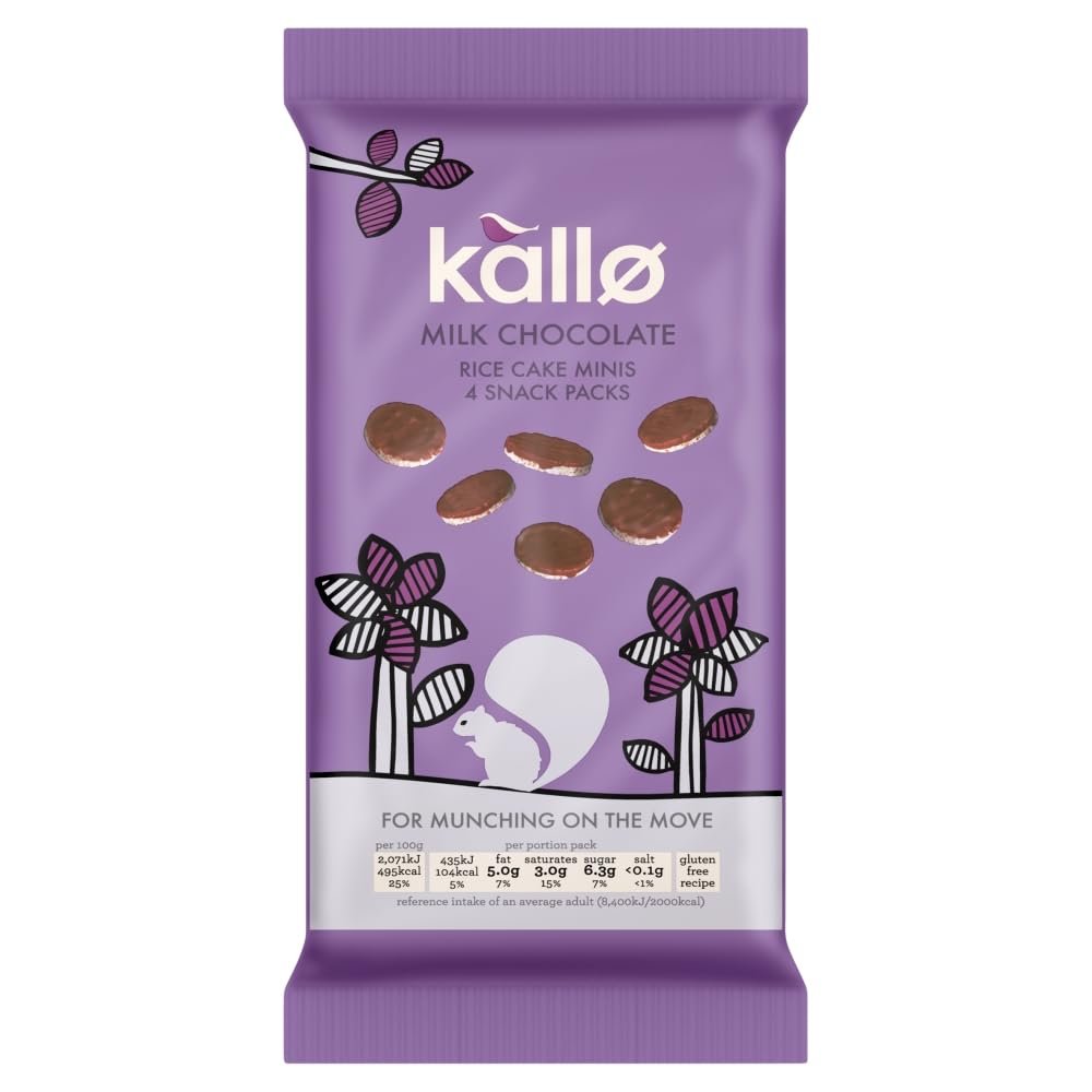 Kallo Belgian Milk Chocolate Rice Cake Minis Snack , 4 Packs 84g