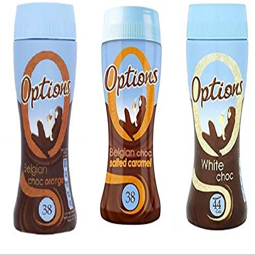 Options Hot Chocolate 3 Flavours Salted Caramel Orange and White Choc