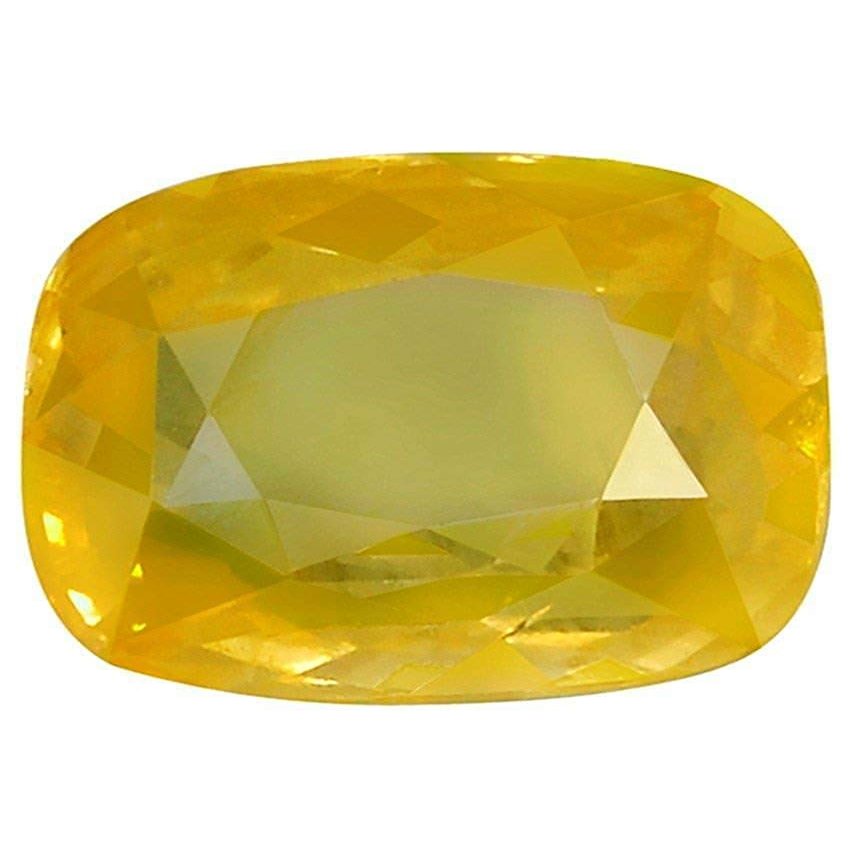 ArenaGems 8.00 Carat Certified Natural Yellow Crystal Sapphire (Pukhraj) Gemstone 100% Original Cushion Shape AAA+ Quality for Men and Women