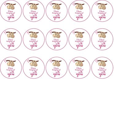 Sloth I love hanging out with you 24 x 1.5 inch cupcake toppers edible icing