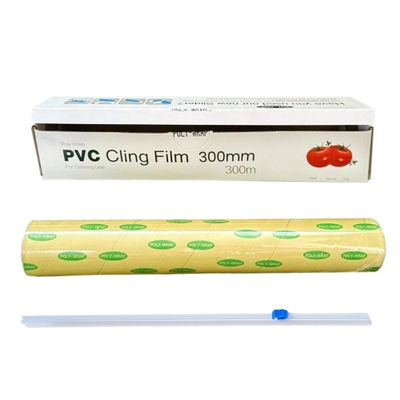 Tezraftaar 6 x PVC Cling Film 300mm x 300m 12" Clear Catering Kitchen Cling Film Food Wrap Roll with Sharp Cutting Edge for Keep Food Fresh Long Time