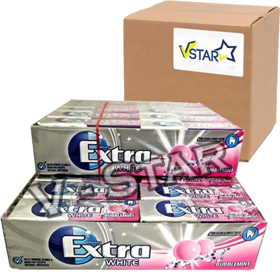 2 Full Packs of WRIGLEY'S EXTRA Chewing Gum (60 Single Packs) (BUBBLEMINT) - VSTAR
