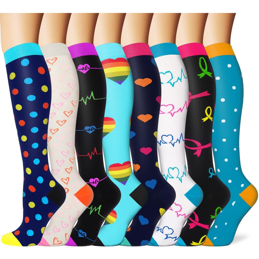 Copper Compression Socks 15-20 mmHg for Men & Women 8 Pairs Circulation Support for Nurses, Travel, Running, Hiking, Soccer,Gift,Pregnant, Nurses(S/M)