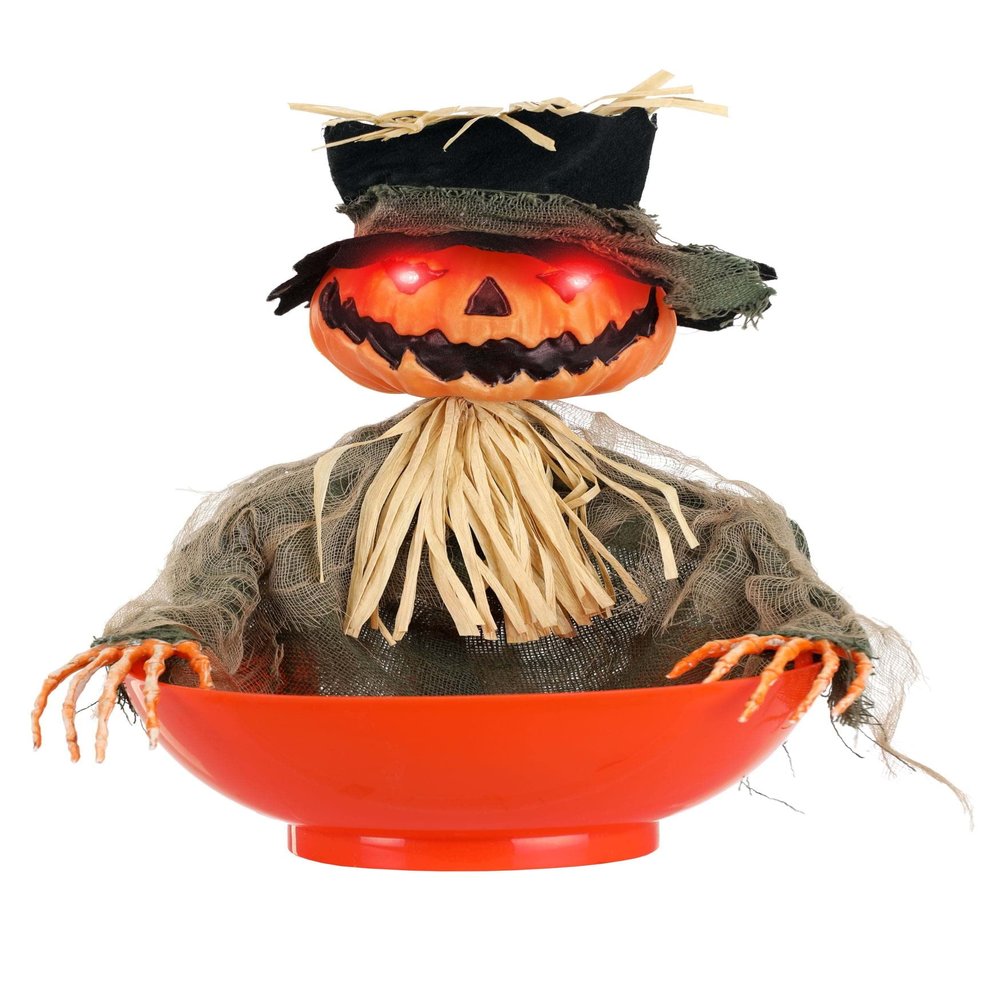 Fun Costumes Candy Bowl with Animated Pumpkin Scarecrow Standard