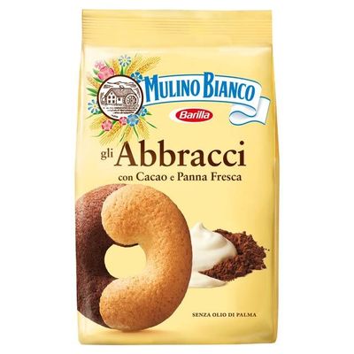 2X Mulino Bianco Abbracci Biscuits 350g Italian shortbread Cookies Cocoa & Cream