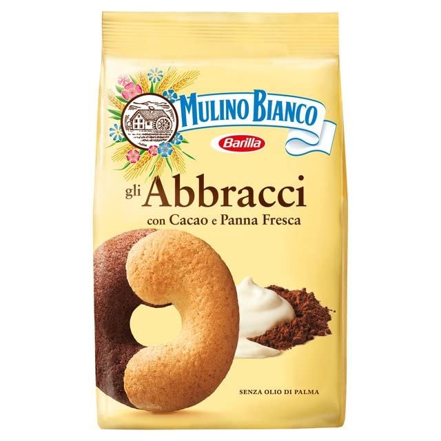 2X Mulino Bianco Abbracci Biscuits 350g Italian shortbread Cookies Cocoa & Cream