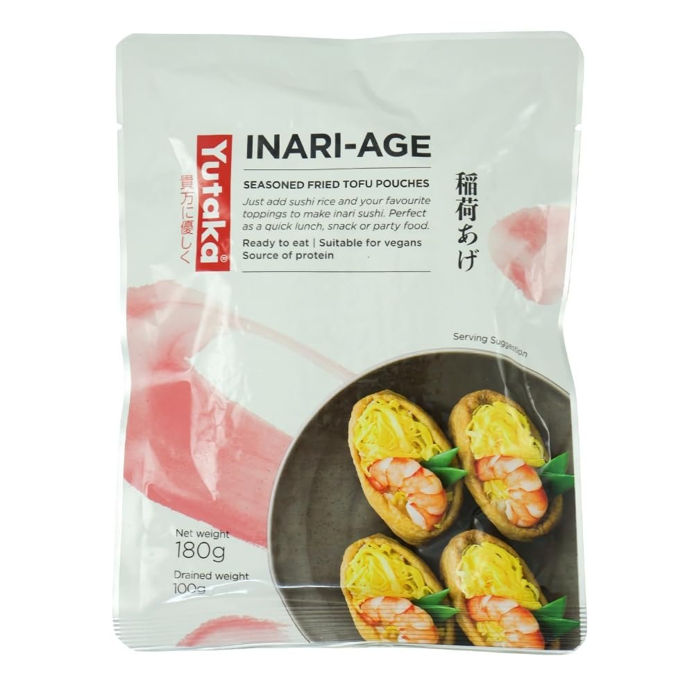Yutaka Seasoned Soybean Curd Sushi Pockets Inari 10pc (180g) | Ready-to-Use Sweet Tofu Pouches | Perfect for Sushi & Snacks | Vegan & Vegetarian