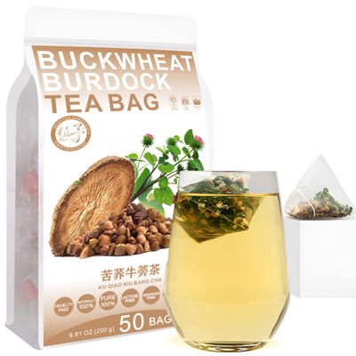 Plant Gift Buckwheat Burdock Tea Bags 8.81oz (5g*50bags) Chinese Pure Nature, Health Care Mixed Tea, Combination of Floral Tea 250g 
