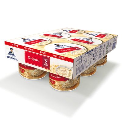 Quaker Oat So Simple Original Porridge Pots, 6 x 45 g