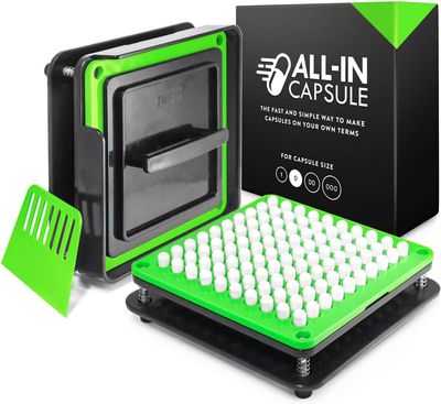 ALL-IN Capsule Filling Machine for Size 0 - Make Your Own Capsules Now Easier and Faster - Use with Empty Gelatin or Vegetarian Caps - Clear Illustrated Instructions with Video